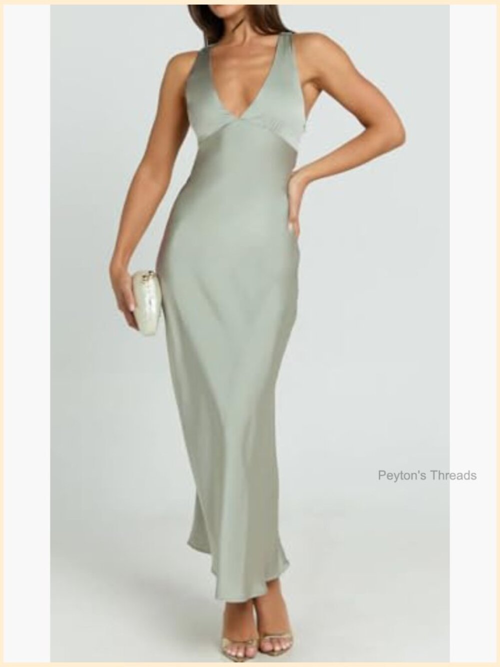 Satin V-Neck Backless Maxi Dress for Women Sleeveless Formal - Picture 4 of 7